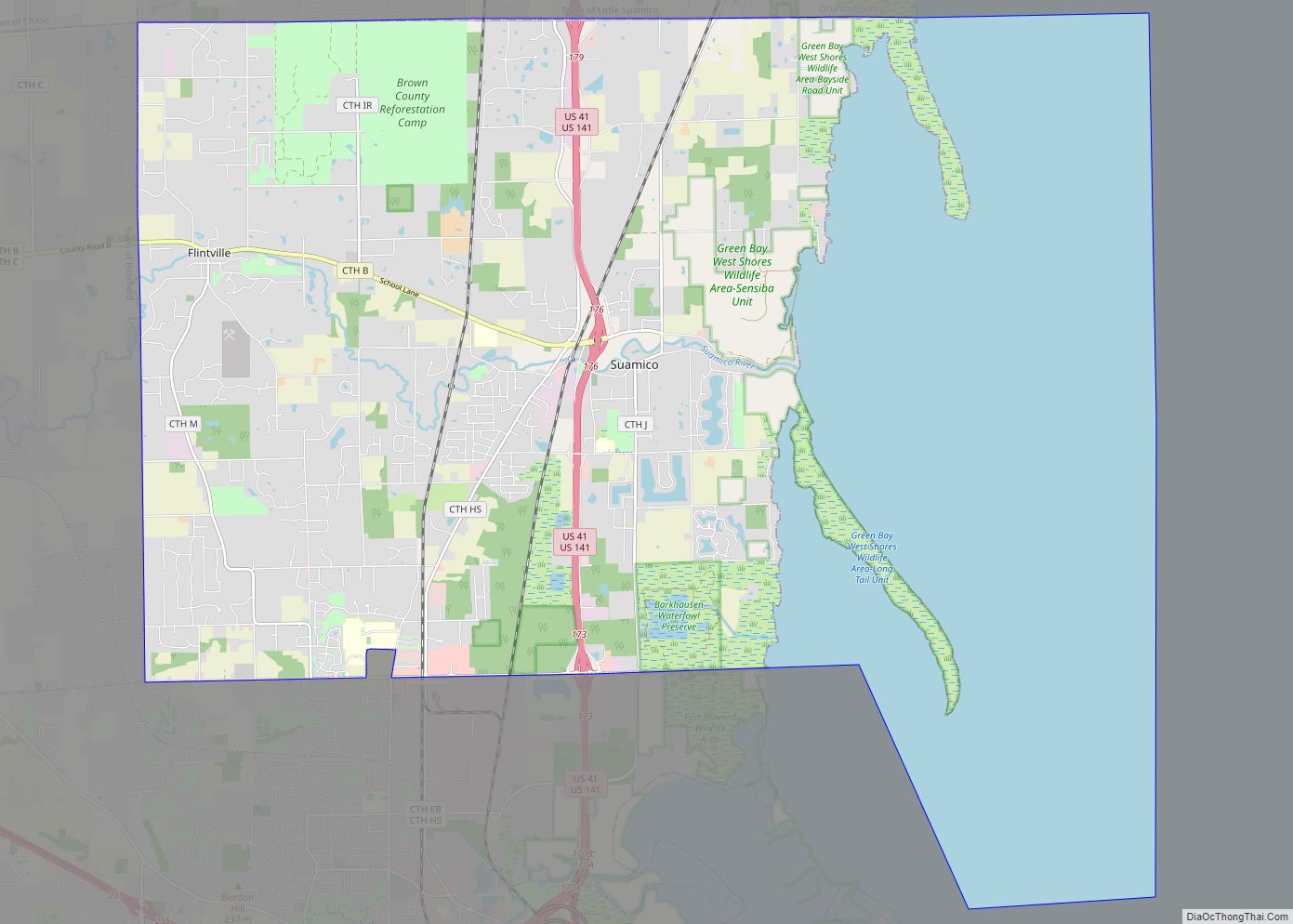 Map of Suamico village