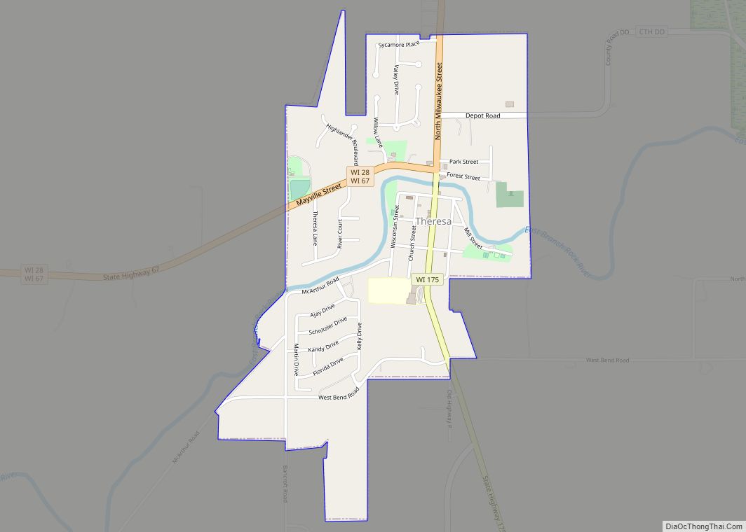 Map of Theresa village, Wisconsin