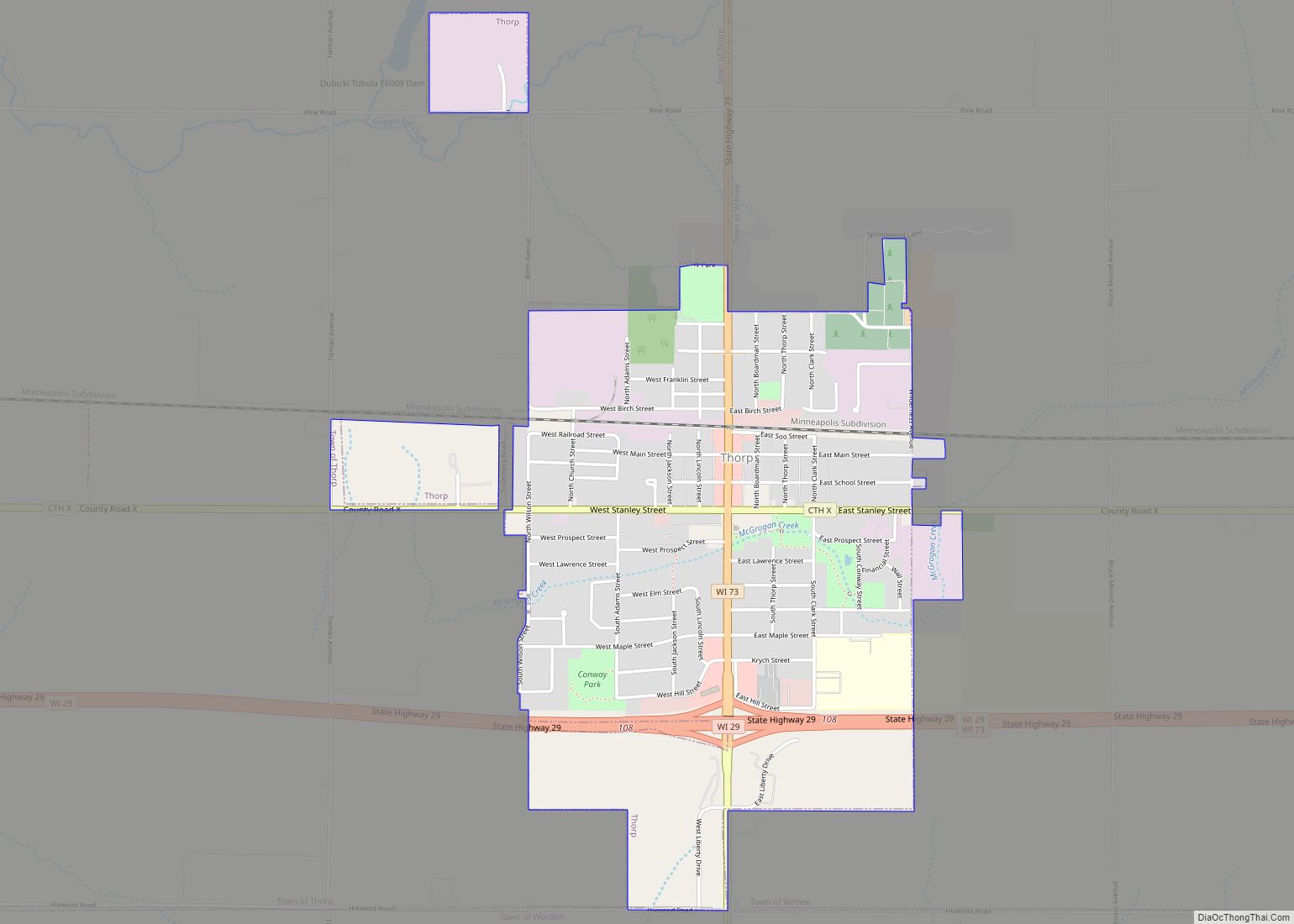 Map of Thorp city, Wisconsin