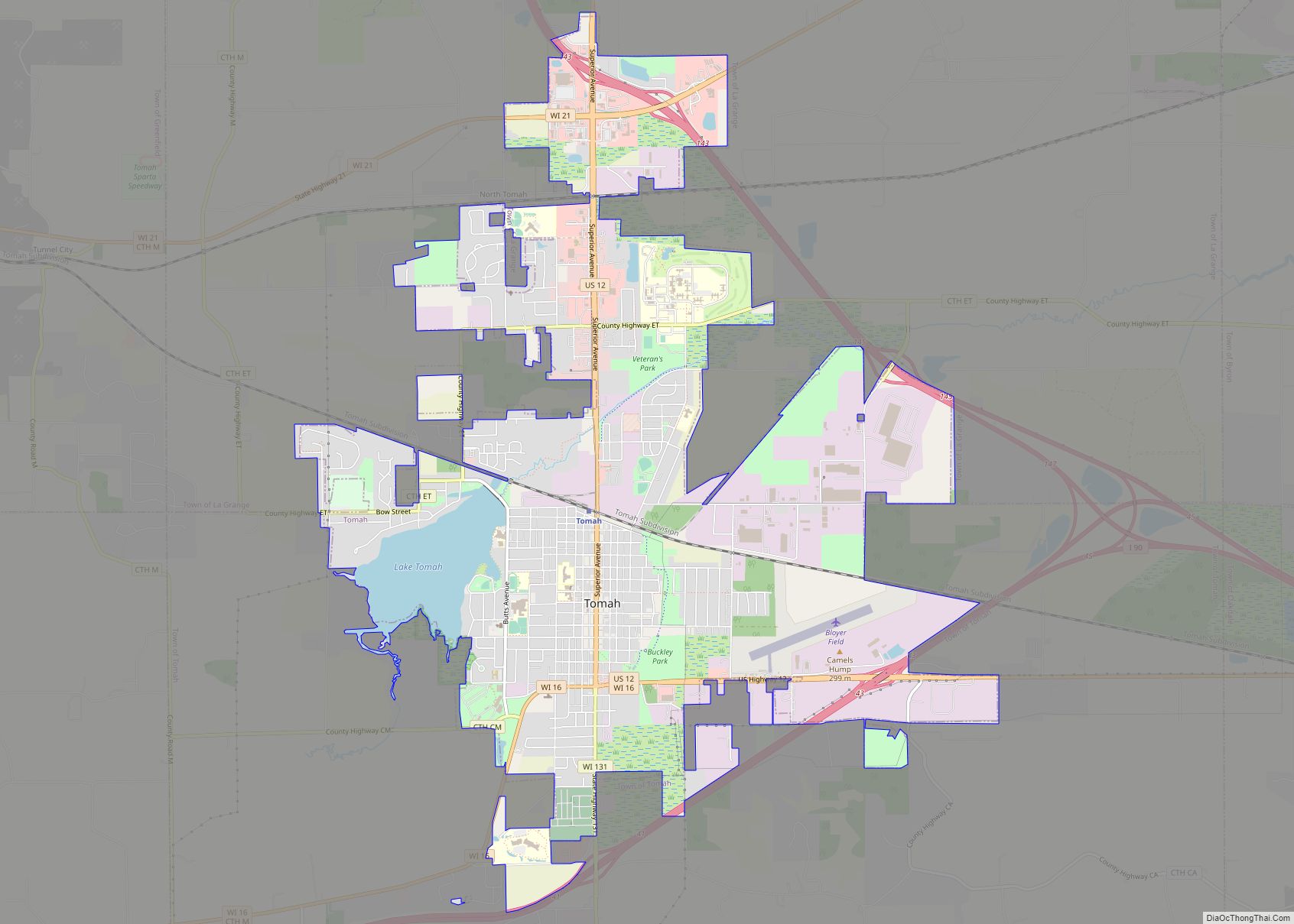 Map of Tomah city