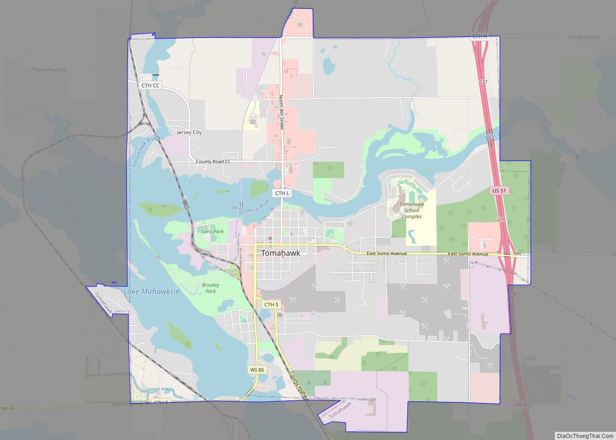 Map of Tomahawk city