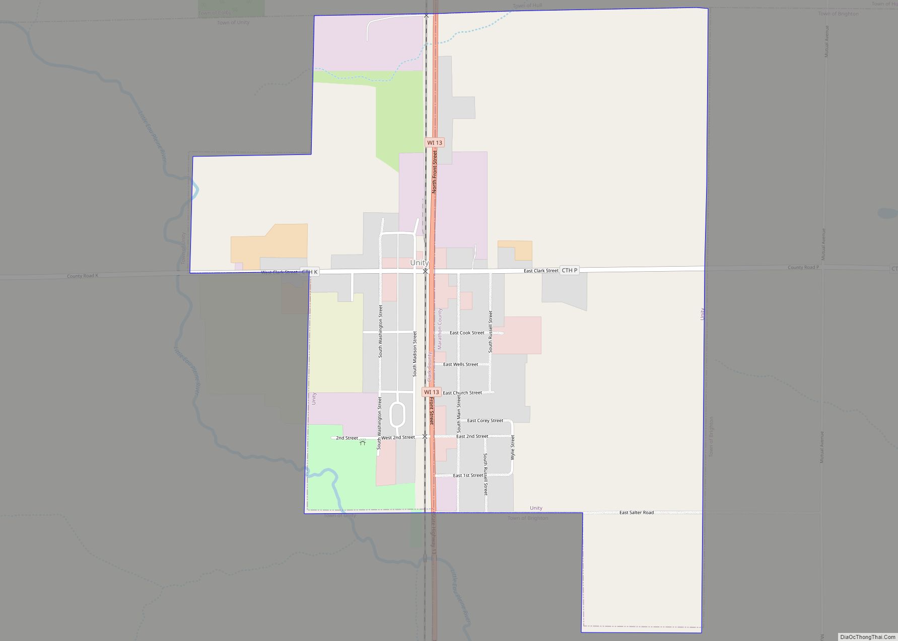 Map of Unity village, Wisconsin