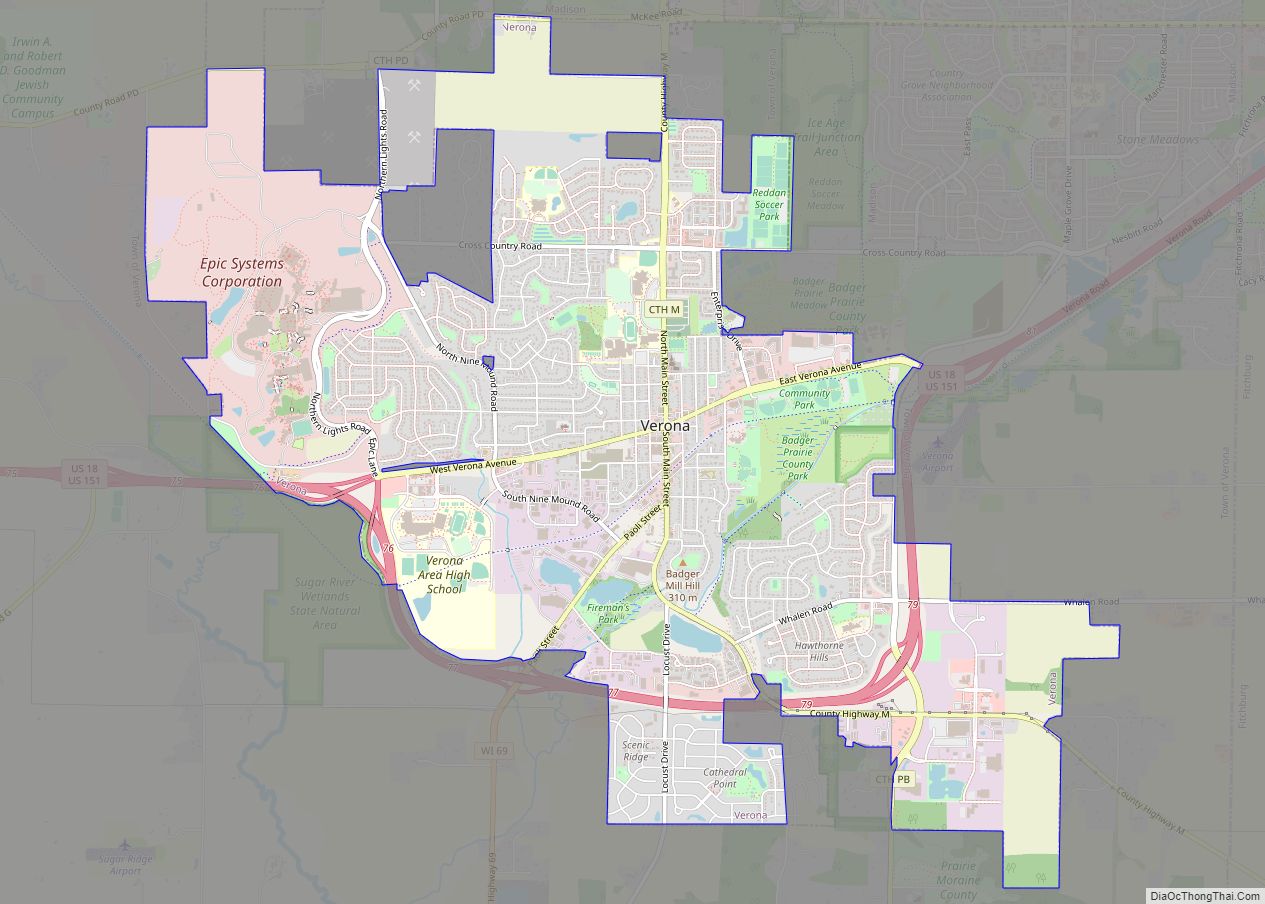 Map of Verona city, Wisconsin