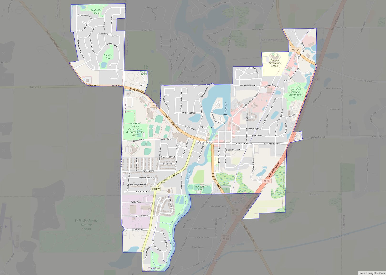 Map of Waterford village, Wisconsin