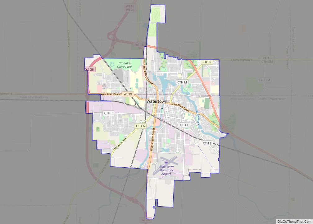 Map of Watertown city, Wisconsin