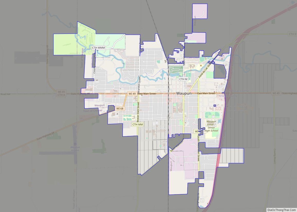 Map of Waupun city