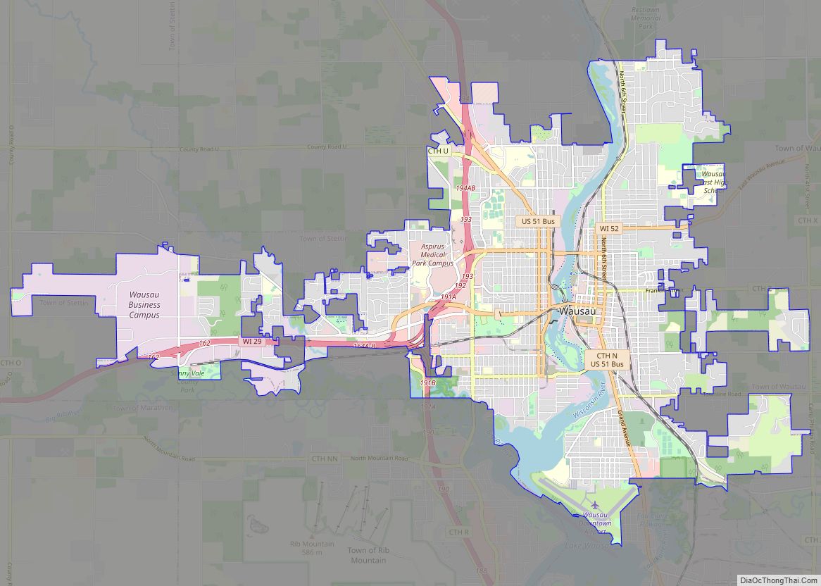 Map of Wausau city, Wisconsin