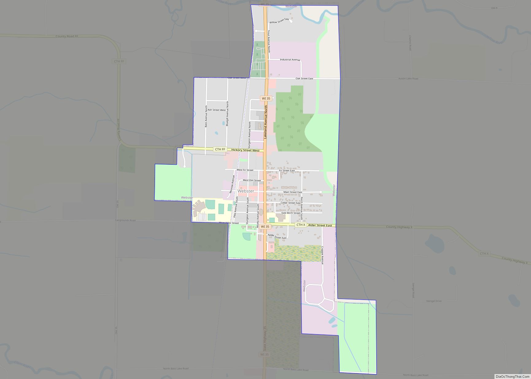 Map of Webster village, Wisconsin