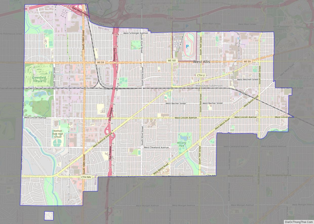 West Allis ở đâu? Bản đồ thành phố West Allis, Wisconsin