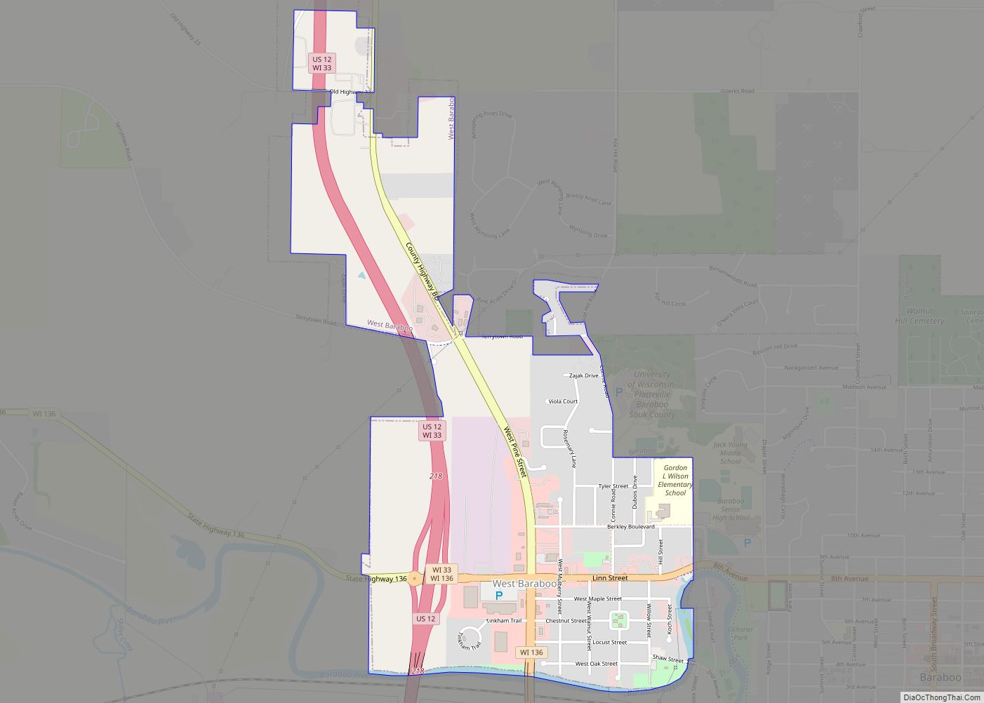 Map of West Baraboo village