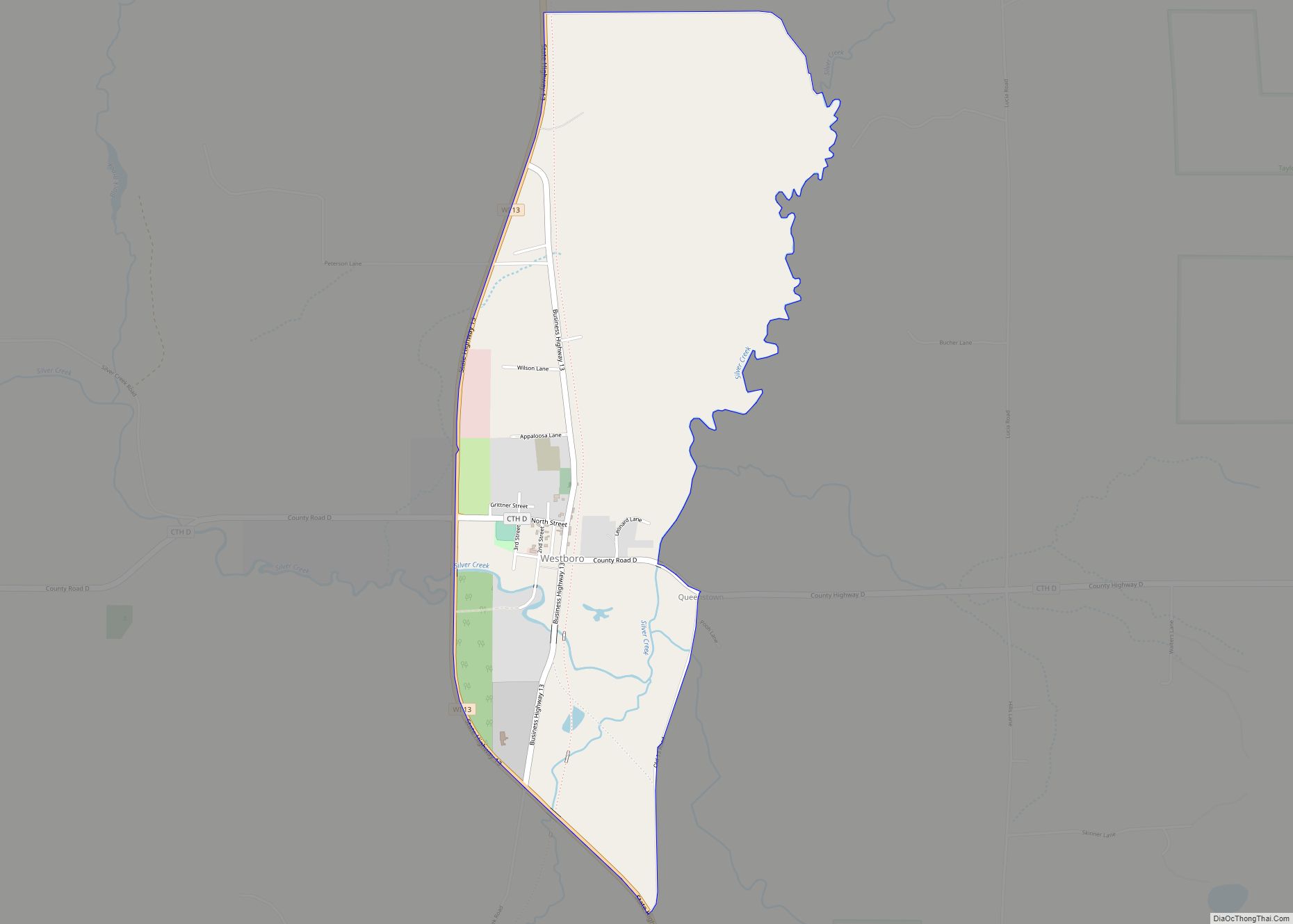 Map of Westboro CDP, Wisconsin