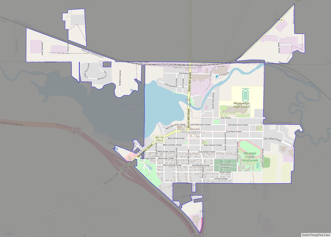 Map of Weyauwega city