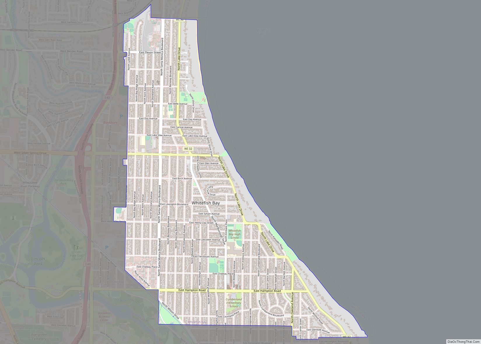 Map of Whitefish Bay village