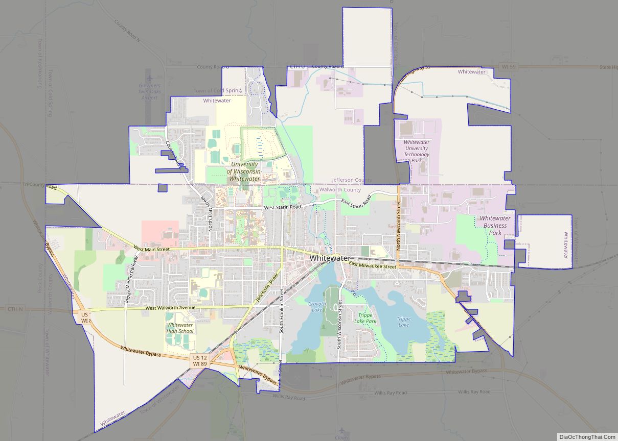 Map of Whitewater city, Wisconsin