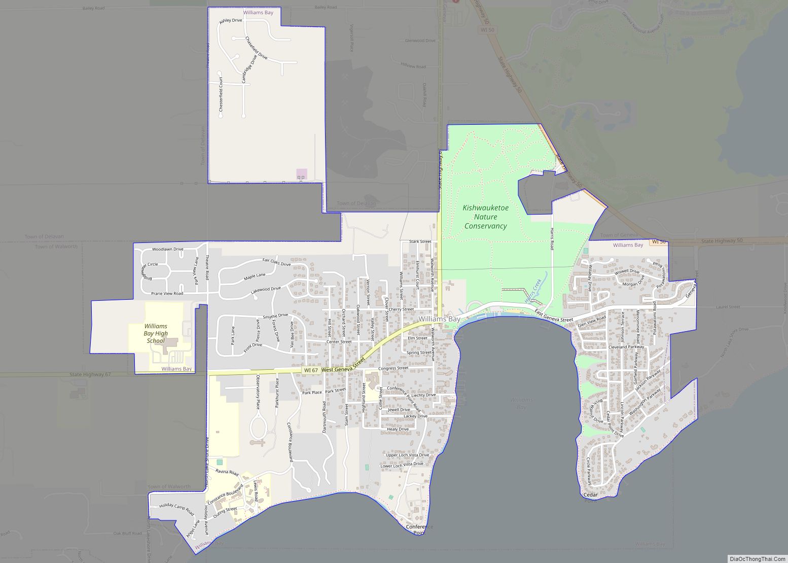 Map of Williams Bay village