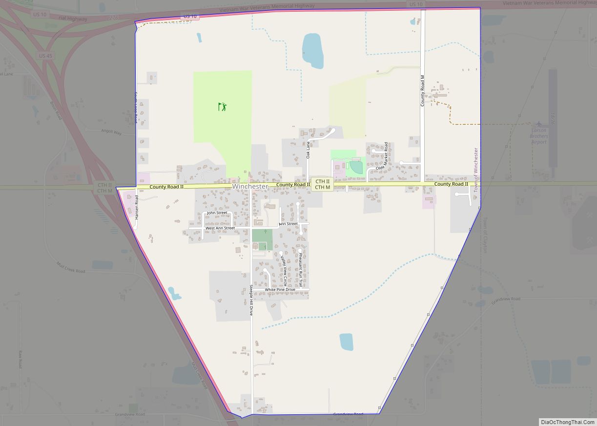 Map of Winchester CDP, Wisconsin