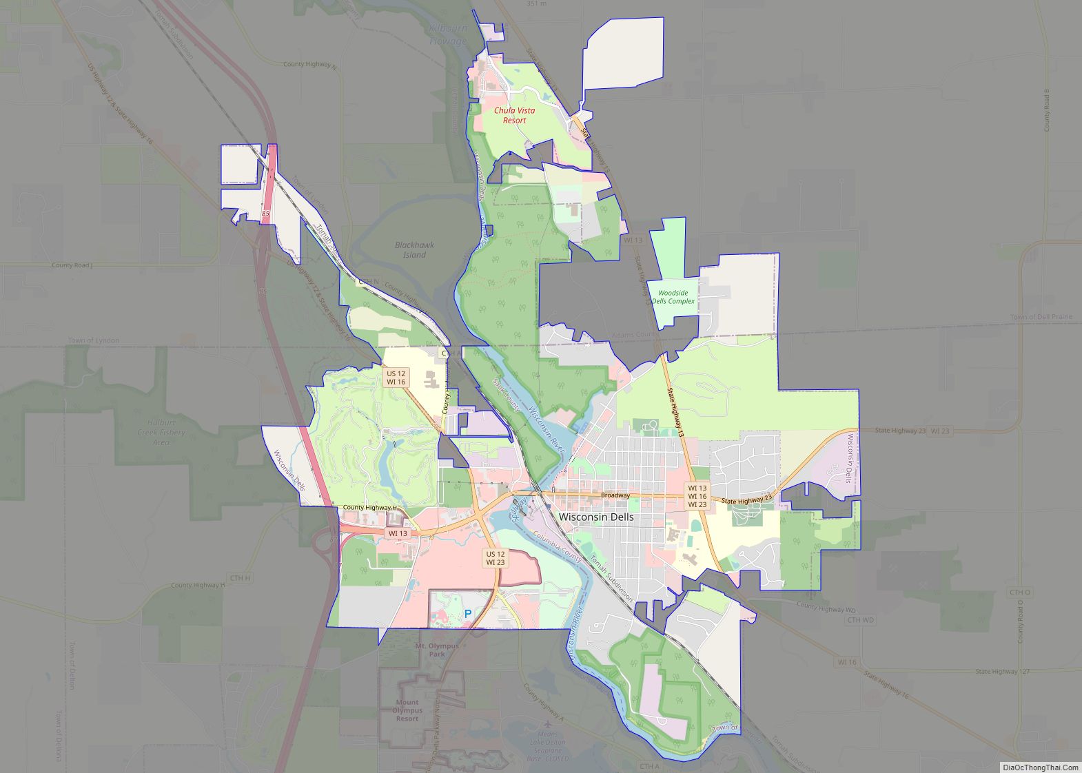 Map of Wisconsin Dells city