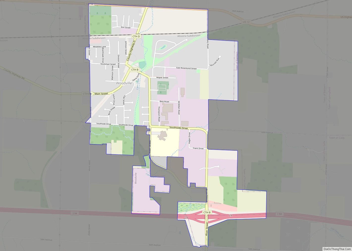 Map of Woodville village, Wisconsin