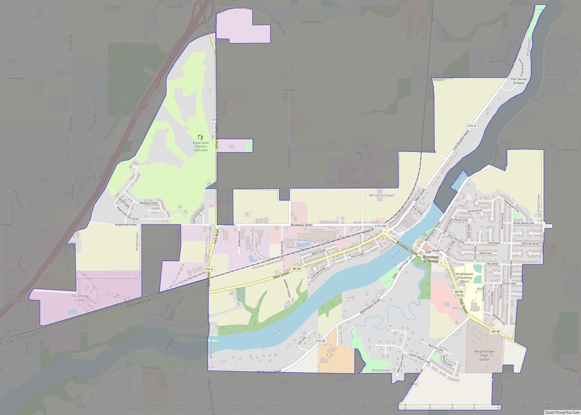 Map of Wrightstown village, Wisconsin