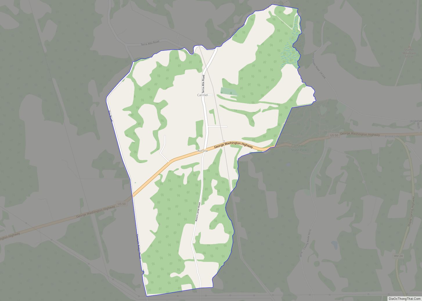 Map of Aurora CDP, West Virginia
