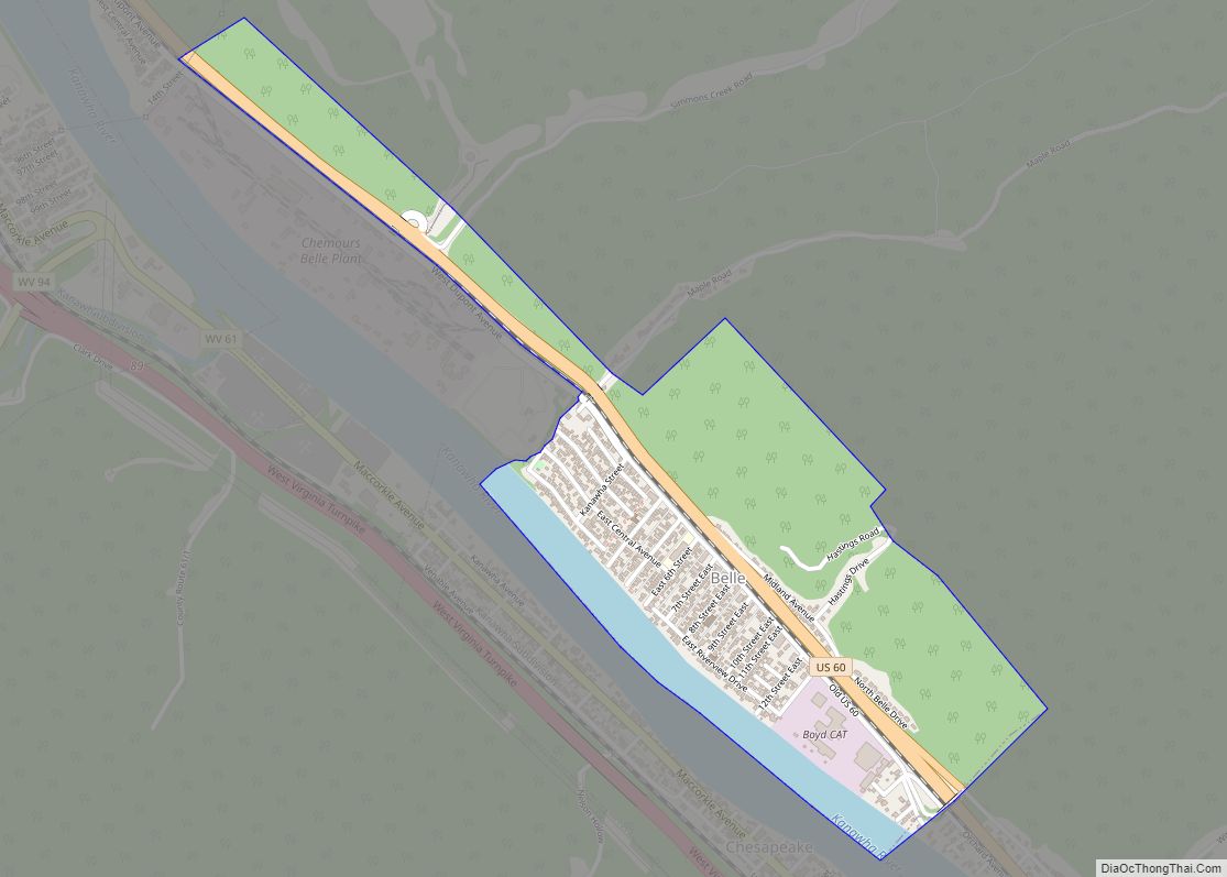 Map of Belle town, West Virginia