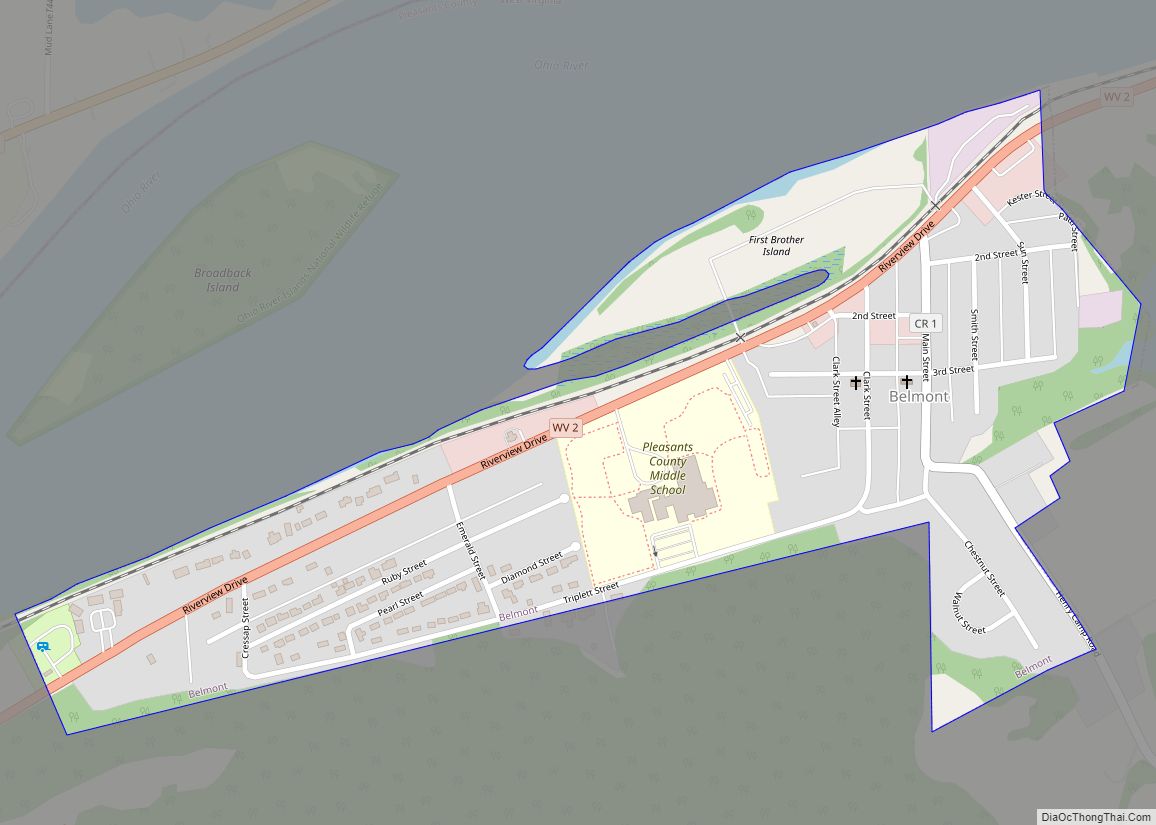 Map of Belmont city, West Virginia