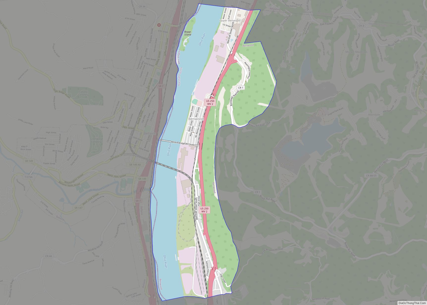 Map of Benwood city