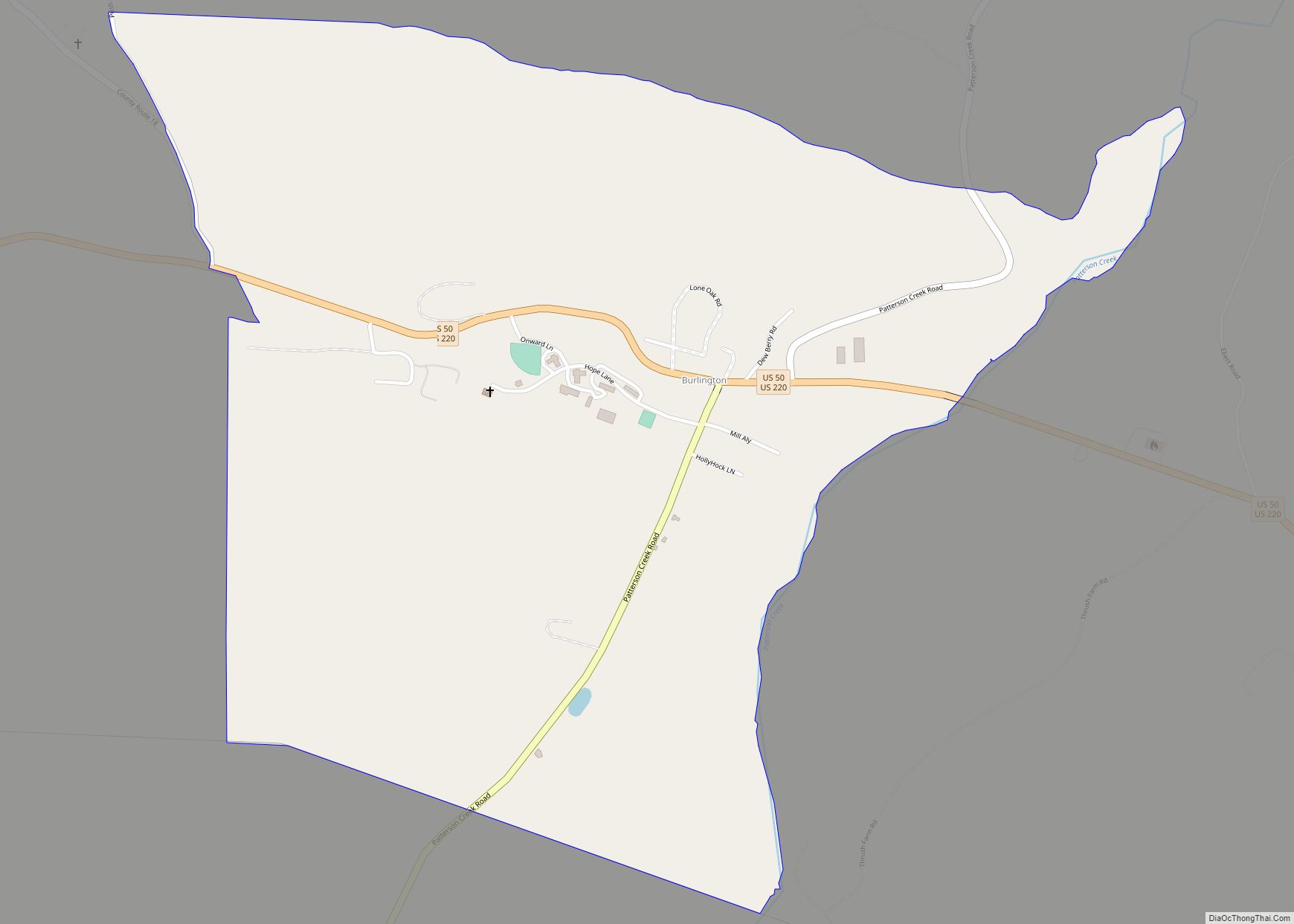 Map of Burlington CDP, West Virginia
