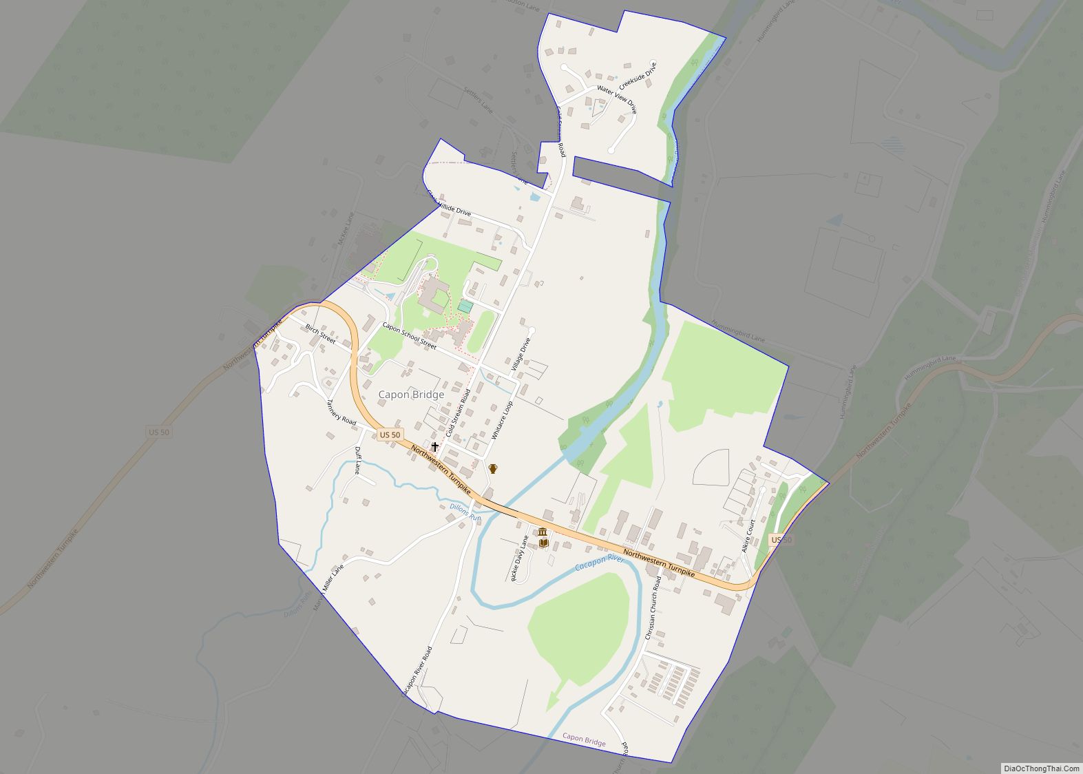 Map of Capon Bridge town