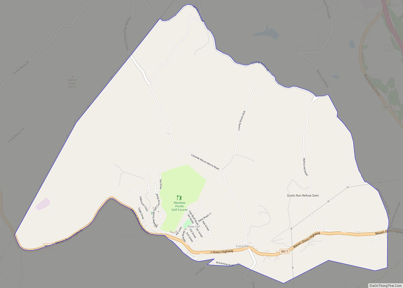 Map of Cassville CDP, West Virginia