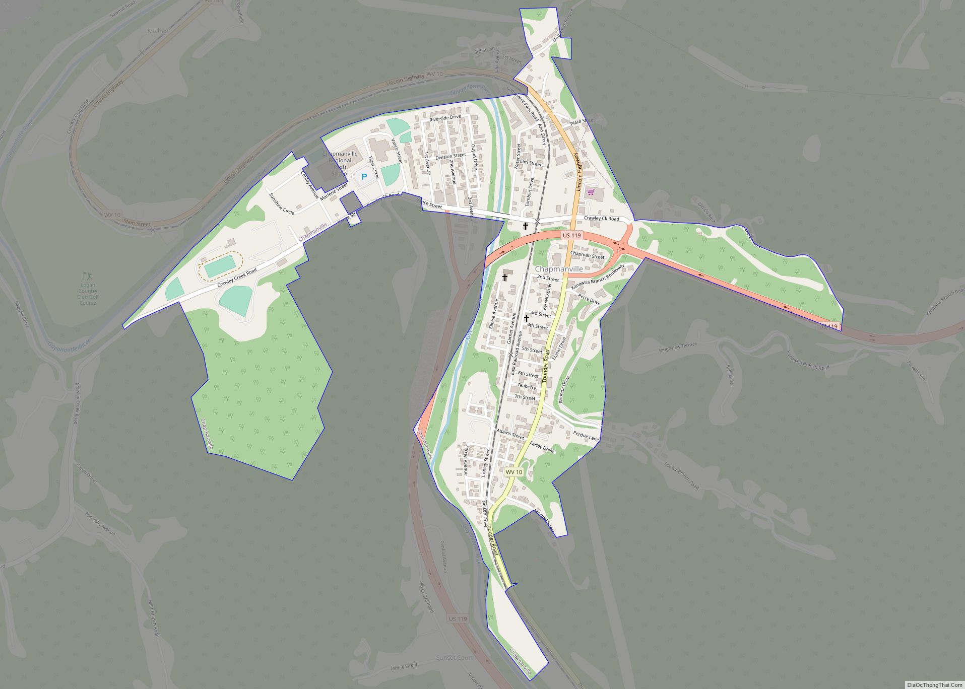 Map of Chapmanville town