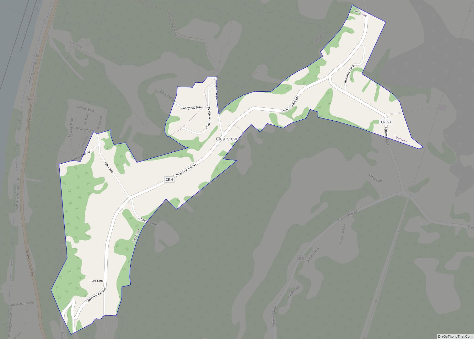 Map of Clearview village, West Virginia