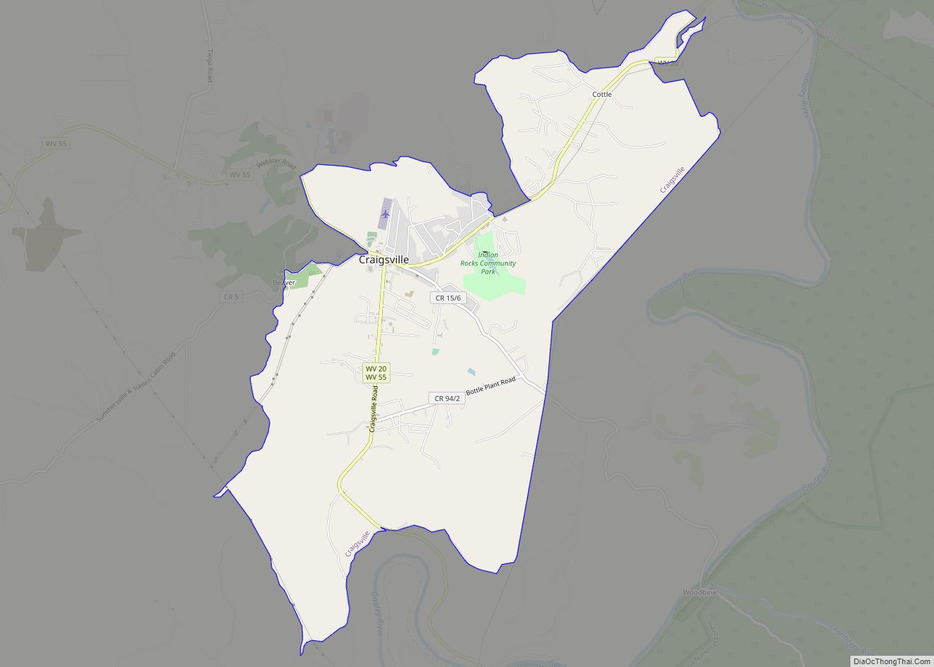 Map of Craigsville CDP, West Virginia