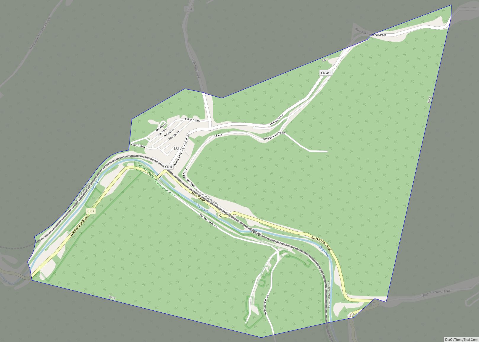 Map of Davy town