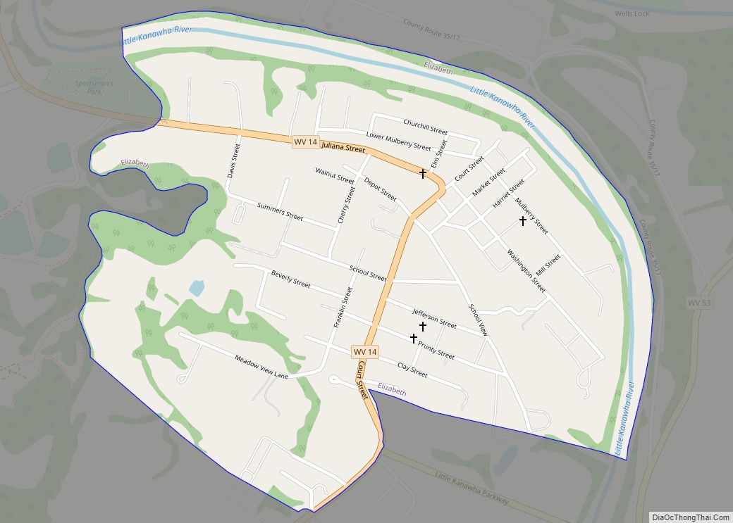 Map of Elizabeth town, West Virginia