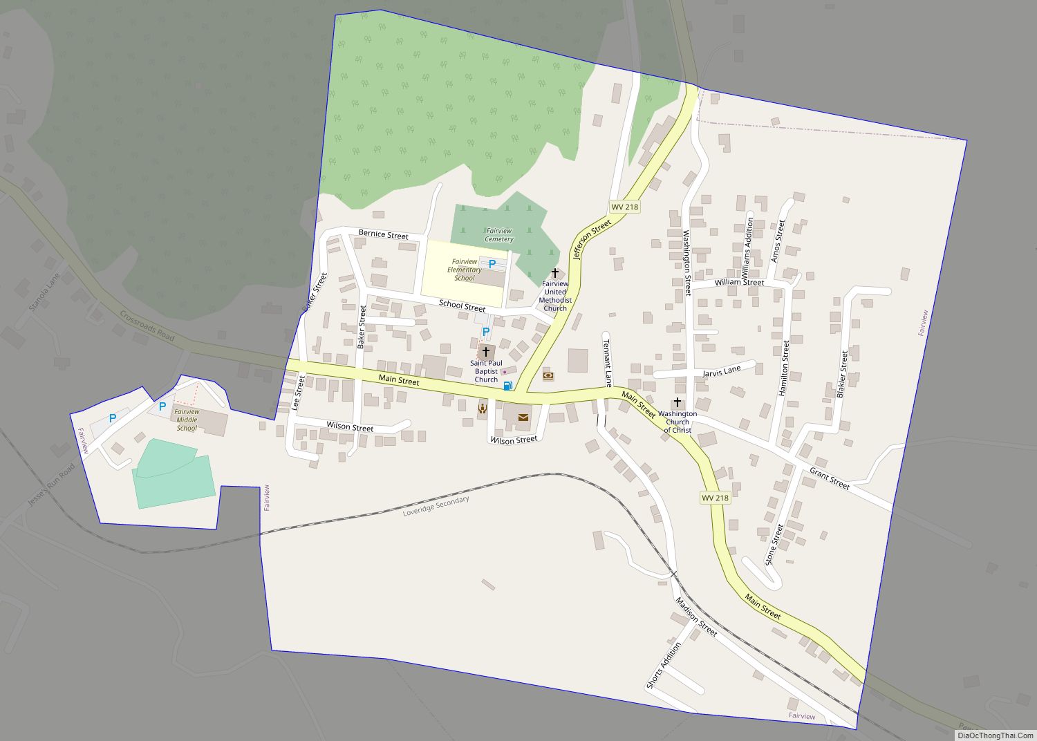 Map of Fairview town, West Virginia