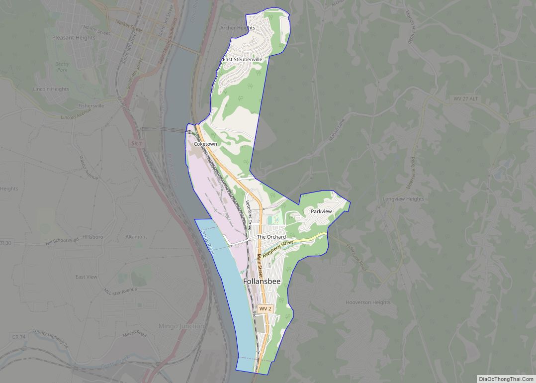 Map of Follansbee city