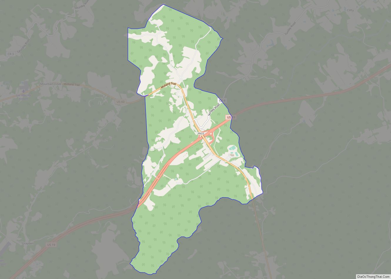 Map of Hico CDP, West Virginia