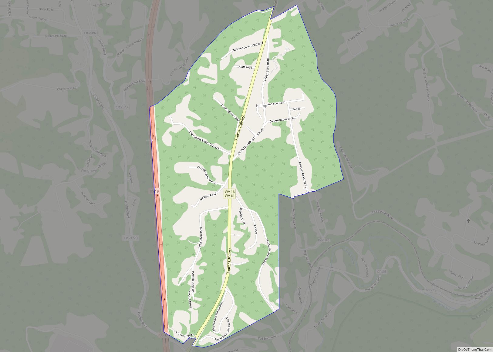Map of Hilltop CDP, West Virginia