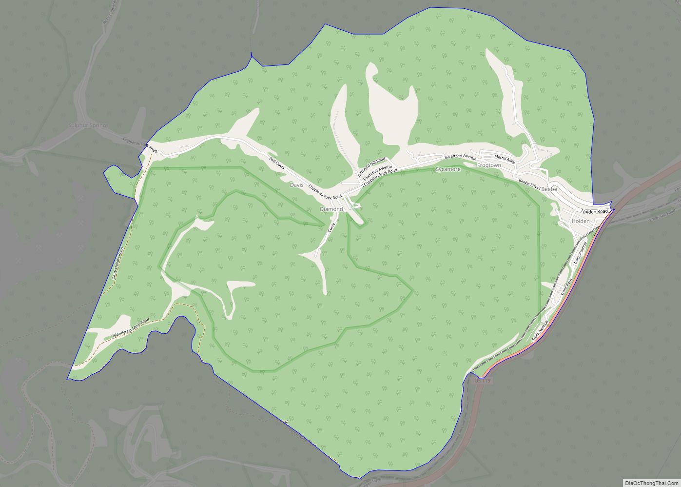 Map of Holden CDP, West Virginia