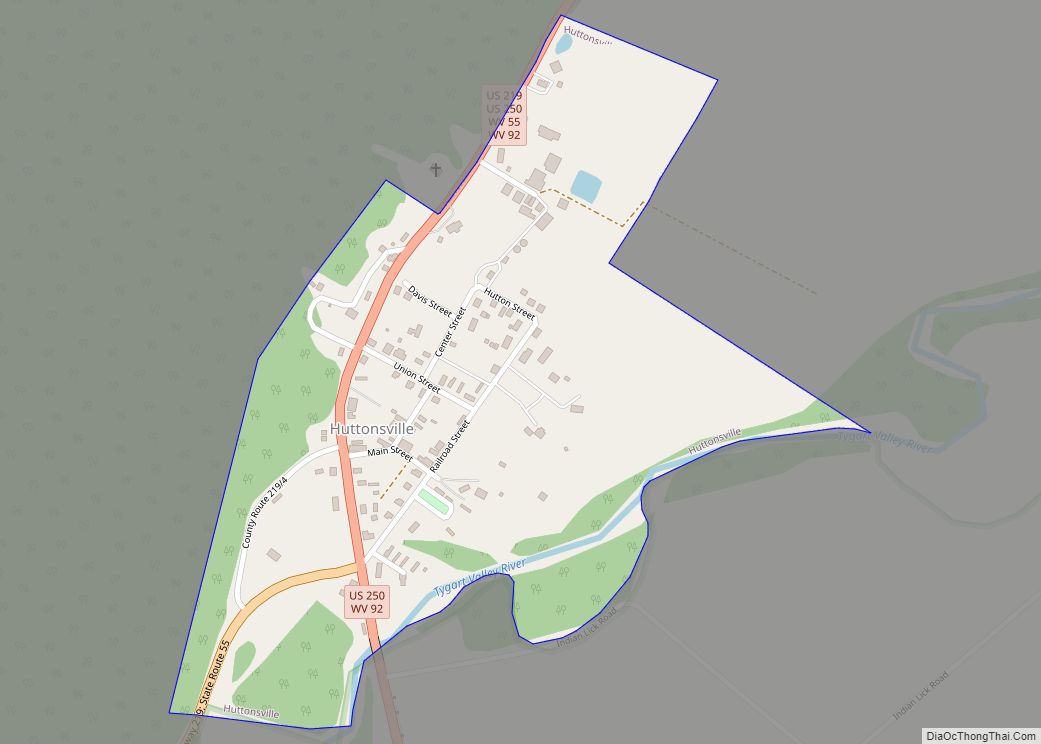 Map of Huttonsville town