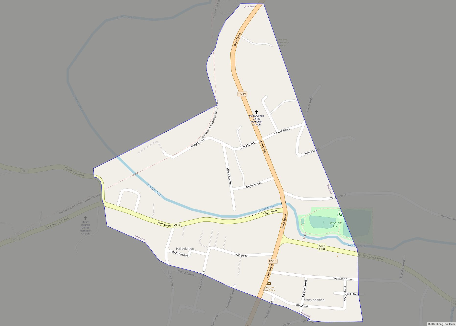 Map of Jane Lew town