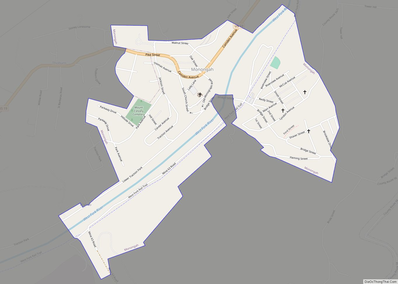 Map of Monongah town