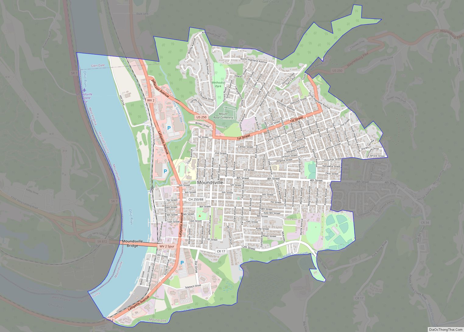 Map of Moundsville city