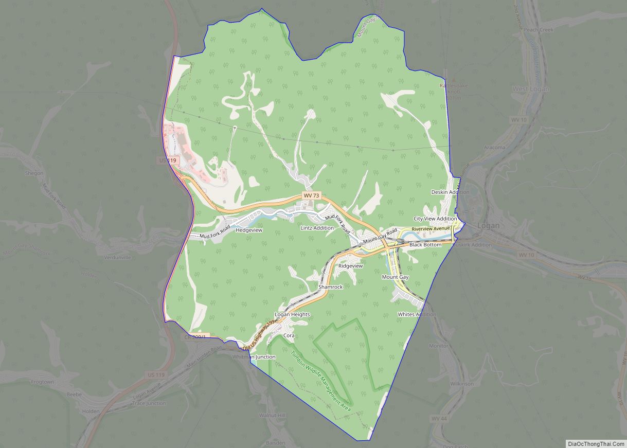 Map of Mount Gay-Shamrock CDP