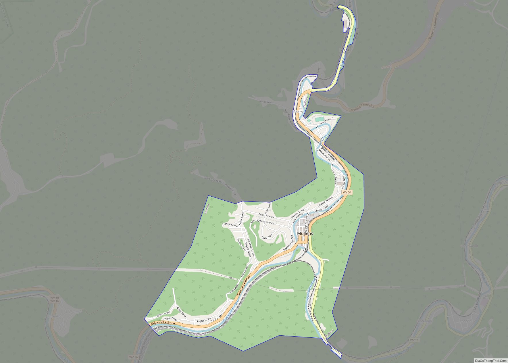 Map of Mullens city