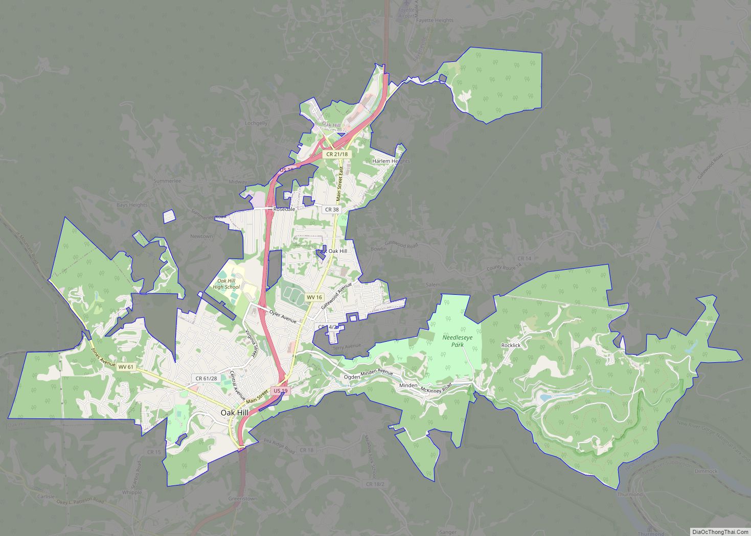 Map of Oak Hill city, West Virginia