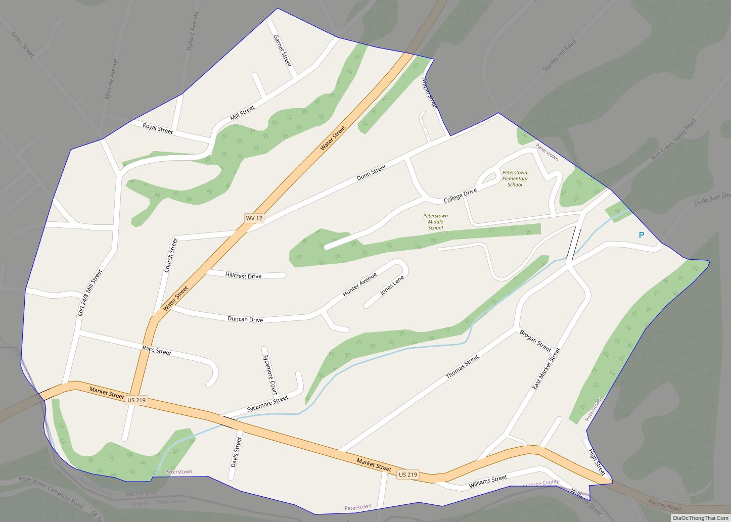 Map of Peterstown town