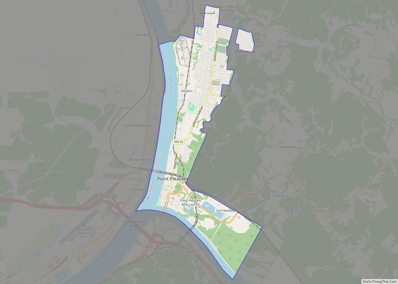 Map of Point Pleasant city, West Virginia