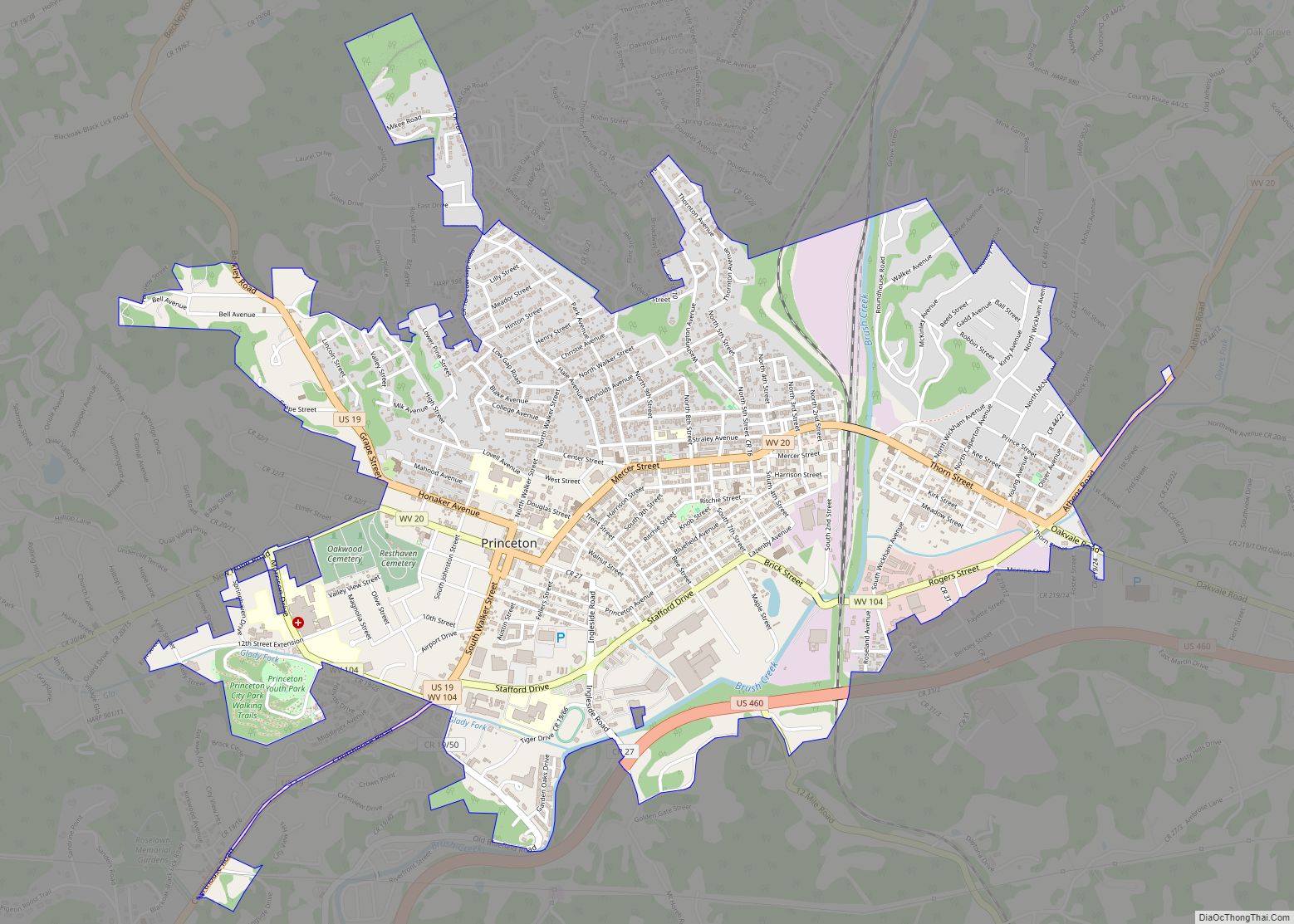 Map of Princeton city, West Virginia